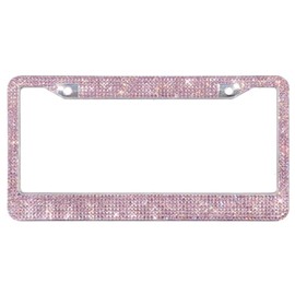 Riloer Bling License Plate Frames with High End Ribbon Gift Box, 2 Pack Rhinestone License Plate Frame, Stainless Steel Bling License Plate Frame