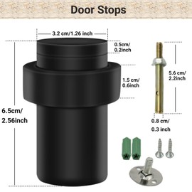24 Pcs Door Stops Floor Mounted Door Stopper Stainless Steel Cylindrical Floor Door Stop Modern Decorative Rubber Bumper Door Holder Wall Protector Door Stops for Floor Solid Door Stoppers 2.5 in