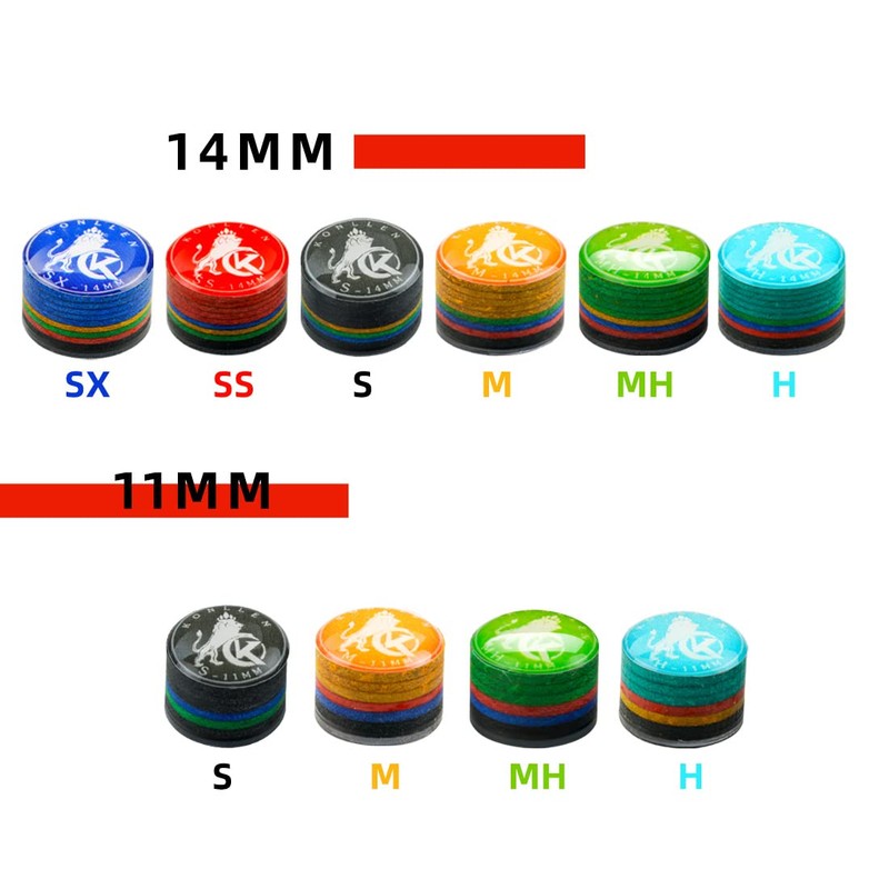 KONLLEN Rainbow Pool Tip with Transparent SX/SS/S/M/MH/H 11 mm/14 mm