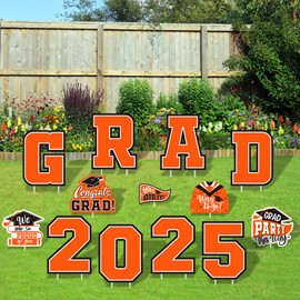 Orange Themed Graduation Decorations 2025 - Graduation Yard Signs Class of 2025,Congratulate Graduation yard signs - Graduation Party Supplies for High School & Graduation Party Decorations