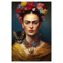 artboxONE Poster 30 x 20 cm Floral Frida Kahlo Love Cats - Picture Frida Kahlo Boho Digital Art