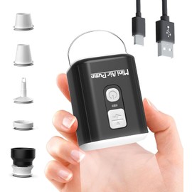 Ultra Mini Bomba De Aire Eléctrica, Bombas Aire Eléctricas Portátiles, Mini Bomba De Aire con 3 Modos Luz de Camping, 5 Boquillas, Inflador y Desinflador, Inflar Colchon Juguetes Inflables y Alberca