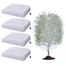4 Pack Insect Bird Netting Cover - 4.6x6FT Blueberry Bushes Netting Plant Covers with Drawstring, Fine Mesh Net for Protecting Lemon Orange Large Plants from Insect Bird Barrier Squirrel Deer