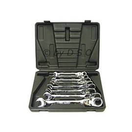 toolzone SP128 Flex Head Combination Ratchet Spanner Set - Silver (8-Piece)