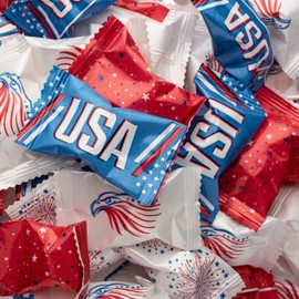 Candy Envy - Patriotic USA Buttermints - 13 oz. Bag - Approximately 100 Individually Wrapped Mints - Fourth of July Memorial Day Party Candy Favors