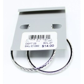 Punch New Textured 2" Diameter Silver Hoop Earrings by Punch nwt #E1080