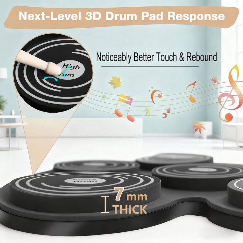 Electric Drum Set with 7 Colorful LED Light Patterns, Better