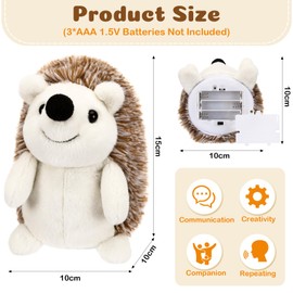 Arrowbash Christmas Hedgehog Talking Toy Gift 6.3 Inch Hedgehog Plush Animal Repeats What You Say with Clearly Sound for Baby Kids Adult Funny Birthday Holiday Baby Shower Party Decoration