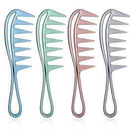 4 Pcs Large Wide Tooth Comb for Curly Wavy Thick Long Hair Shark Teeth Professional Styling Comb for Men Women Salon Barber Wigs