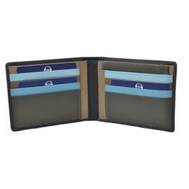 Sergio Tacchini, Men's Wallet Made of Genuine Leather, Durable, with Coin Pocket with Press Stud, Thin Card Slots, Multicoloured Interior, Dark Brown Removable Card Holder, Elegant