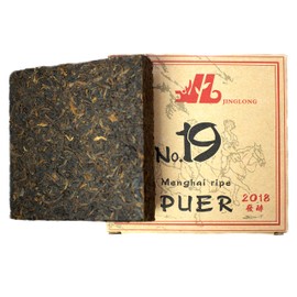 Jinglong Tea Factory - Puerh Tea Brick No19 - Premium Ripe Pu-erh Tea (3.6 Ounce/100g)