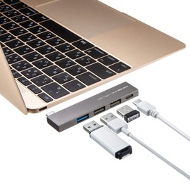 Sanwa Supply USB-3TCH21SN USB Hub, Type-C Connection, Combo (3 USB A Ports, 1 Type-C Port), Aluminum Slim Body, USB