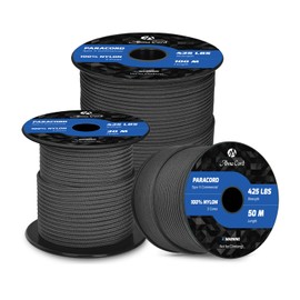 Abma Cord Paracord 3 mm 50 m 100% Nylon Rope Paracord 425 Type II Cord with 3 Cores for Crafts, Camping, Survival - Max. 192 kg (425 lbs) - Black