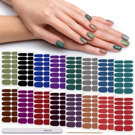 DANNEASY 16 Sheets Solid Color Nail Polish Strips Self Adhesive Nail Stickers Full Nail Wraps Nail Strips for Women Girl Nail Art with 1pc Nail File, Cuticle Stick (Dark Color)