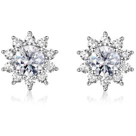 1 Pair of Stud Earrings 925 Silver Snowflake Earrings Women's Hypoallergenic Cubic Zirconia Stud Earrings Set Earrings Silver 925 Stud for Multiple Piercings