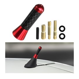 Yourkar Car Short Antenna, 1.4 Inch Aluminum Auto Roof Mount Short Antenna, Radio Antenna Mast Replacement with Screws Universal for Most Vehicles, Universal Car Accessories (Red)