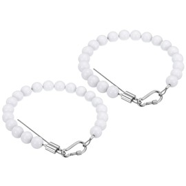 PATIKIL Flagpole Retainer Ring Flag Pole Accessories, Flag Beaded Mount Ring Fits 3" 4" 5" 6" 7" Flagpole Keep Flag Close to Pole Weight with Stainless Steel Cable, White