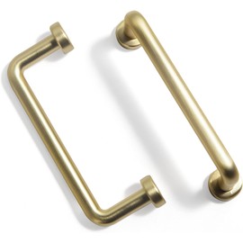 SYZOW Pack of 6 Furniture Handles, Brushed Brass, 96 mm Hole Spacing, Drawer Handles for Kitchen Cabinets, Brushed Brass Cabinet Handles, Drawer Handles, Door Handles for Kitchen Cabinets