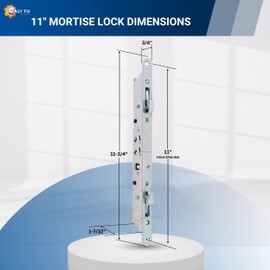 11-3/4" Dual Point Mortise Lock Flush Mount Latch with Facplate Replacement for Sliding Patio Glass Door - Stainless Steel Heavy Duty Locking Mechanism - Handle NOT Included