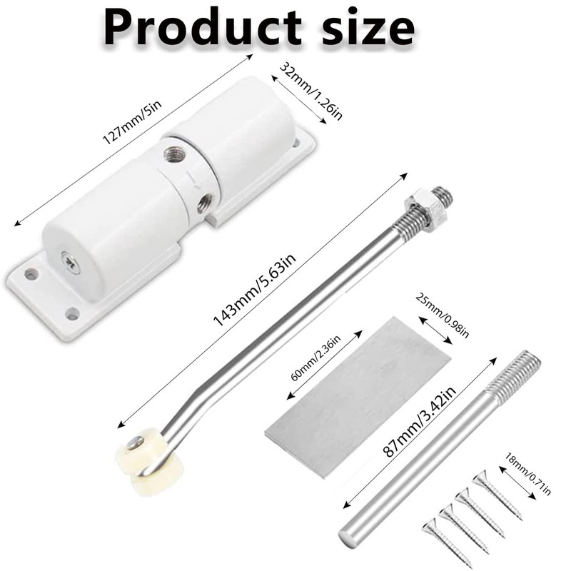 Spring Door Closer, Adjustable 20-70 kg Closing Door Hinge, Automatically
