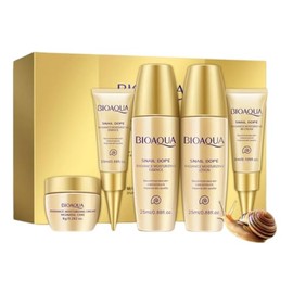 Kit Rutina Completa Baba de Caracol y Colageno Alta Concentracin, Rejuvenecedor Locin de Da, cido Lquido, Esencia Facial, Crema Antiarrugas para Ojos 