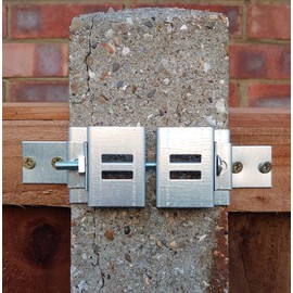 Postfix® 4" x 4" SLOTTED CONCRETE FENCE POST Brackets COMPLETE with Integral Security Clips (PAIR)
