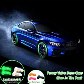 4PCS Valve Stem Caps Funny, 2024 Funny Tire Valve Caps, Car Pranks, Funny Valve Stem Caps, Glow in The Dark Tire Valve Caps, Car Prank, Pranks for Adults for Cars Bike Motorcycles (Black)