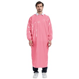 Nanxson Unisex Long Sleeve TPU Work apron Waterproof Chef Apron Overall Bib Apron Eco-friendly Smooth for Pet Grooming Dishwashing Kitchen Cooking