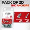 CrimsonMark 20Pcs Zinc Self Drilling Drywall Anchors and Screws kit