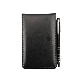 Tabanzhe Leather Pocket Notebook A7 - Mini Portable Memo Notepad, Note Pad with 50 Refillable Pages and Metal Pen for Office, School, Travelling and Business Work.