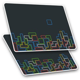 Rectangle Stickers(Set of 2) 7.5cm - Retro Arcade Game Blocks Fun Fun Decals for Laptops,Tablets,Luggage,Scrap Booking,Fridges, #3771