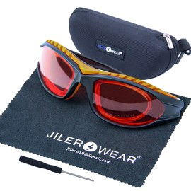 JILERWEAR - anteojos de seguridad láser profesionales de 180 nm-540 nm OD 6+ violeta/azul/verde para 405 nm, 445 nm, 450 nm, 473 nm, 532 nm, láser ligero y diseño de moda