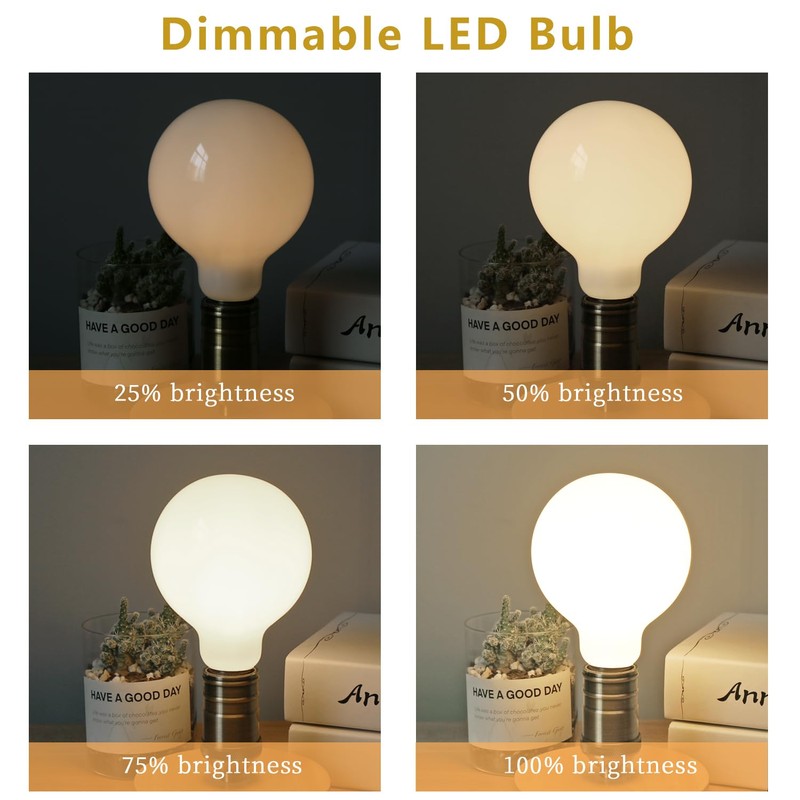 MEILUX 2 Pack G30(G95) Globe LED Light Bulbs, 5.5W Dimmable