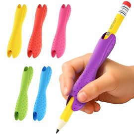 6-Pack Medium Pencil Grips for Kids,Teens,Adults,Comfortable Silicone Holders for Writing &Drawing,Anti-Slip Texture,Dual-Head Design for Left/Right-Handed Use,Improves Grip Control (Assorted Colors)
