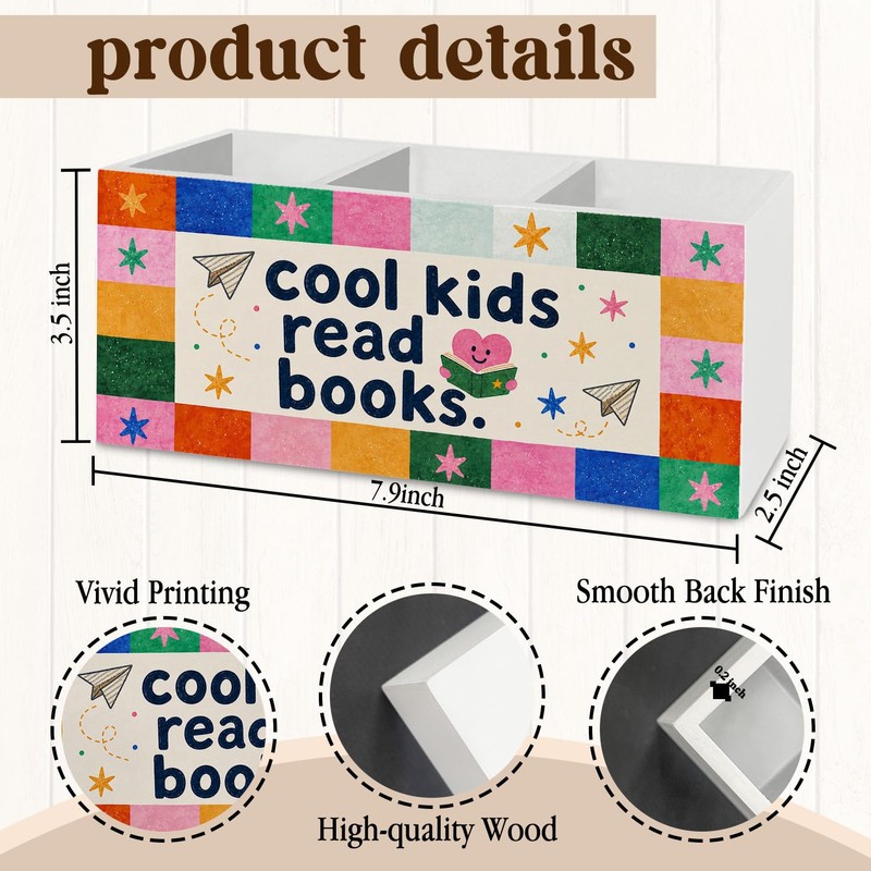 Kids Classroom Book Lover Pen Pencil Holder for Desk Accessories