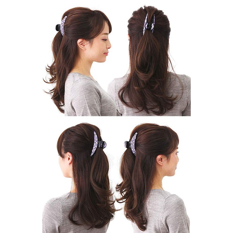 Hair Claw Large Slim Line With Big Stones Purple