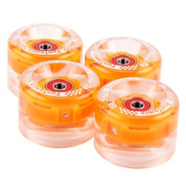 FunTomia Set of 4 (LED) Longboard/Skateboard/Mini Board Wheels (Big Wheels) in 65 x 45 mm 80A Including ABEC-9 Ball Bearings and Metal Spacer 80A Wheel Hardness