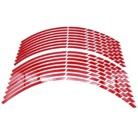 TNSRAY Wheel Rim Stickers Chrome Rim Design, 16 Pieces Sticker Rims for Motorcycles Cars Bicycles Complete Set Wheel Sticker for Motorcycle Wheels Car Cycling Night Universal Rims, Red