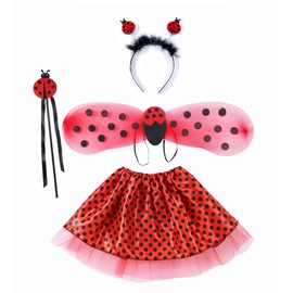 Seawhisper Ladybug Costume Kids Toddler Lady Bug Wings Fairy Dressing Up Clothes 3-8