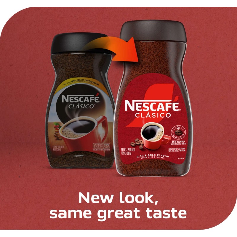 NESCAFÉ CLÁSICO Dark Roast Coffee, Instant Coffee, 10.5 oz, 1
