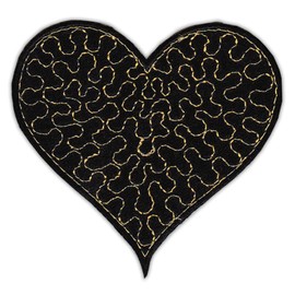 Heart Black Gold Sew-On Iron-On Patch Iron-On Patch Appliqué Love Patch Size 6.6 x 6.7 cm