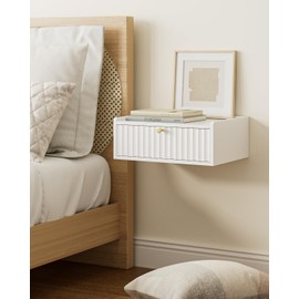 AEPOALUA Floating Nightstand,Wall Mounted Night Stand with Drawer,Small Floating Shelves,Floating Wood Bedside Table for Bedroom、Living Room、Bathroom