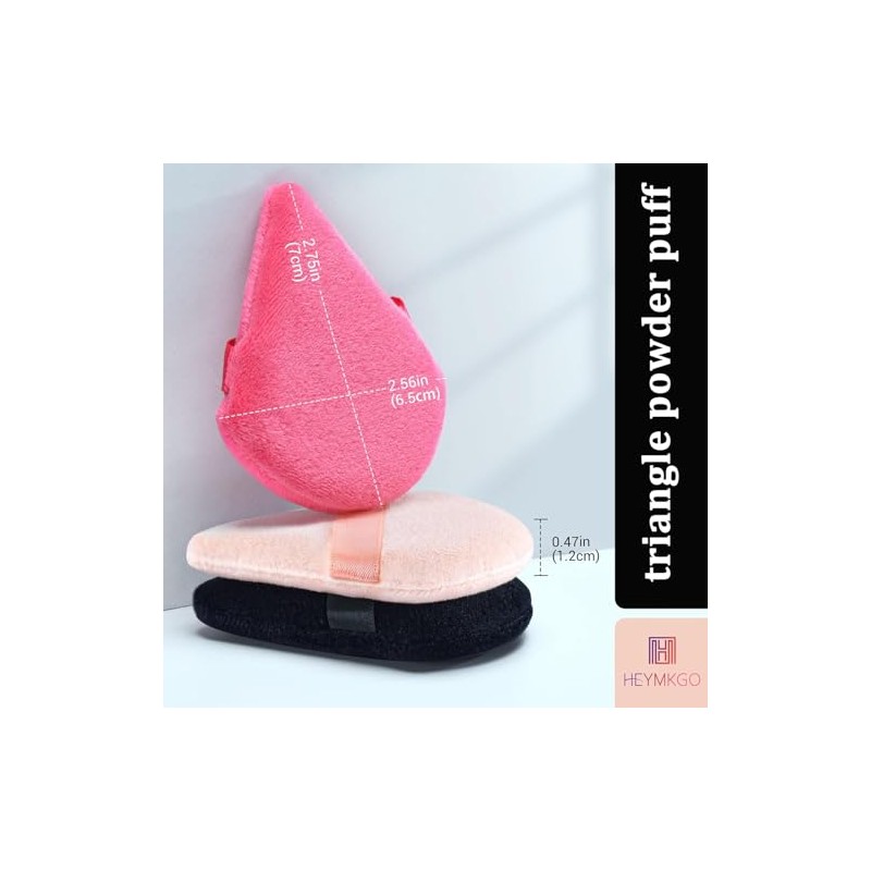 Esponjas triangulares reutilizables con correa para polvos sueltos, base cosmética,