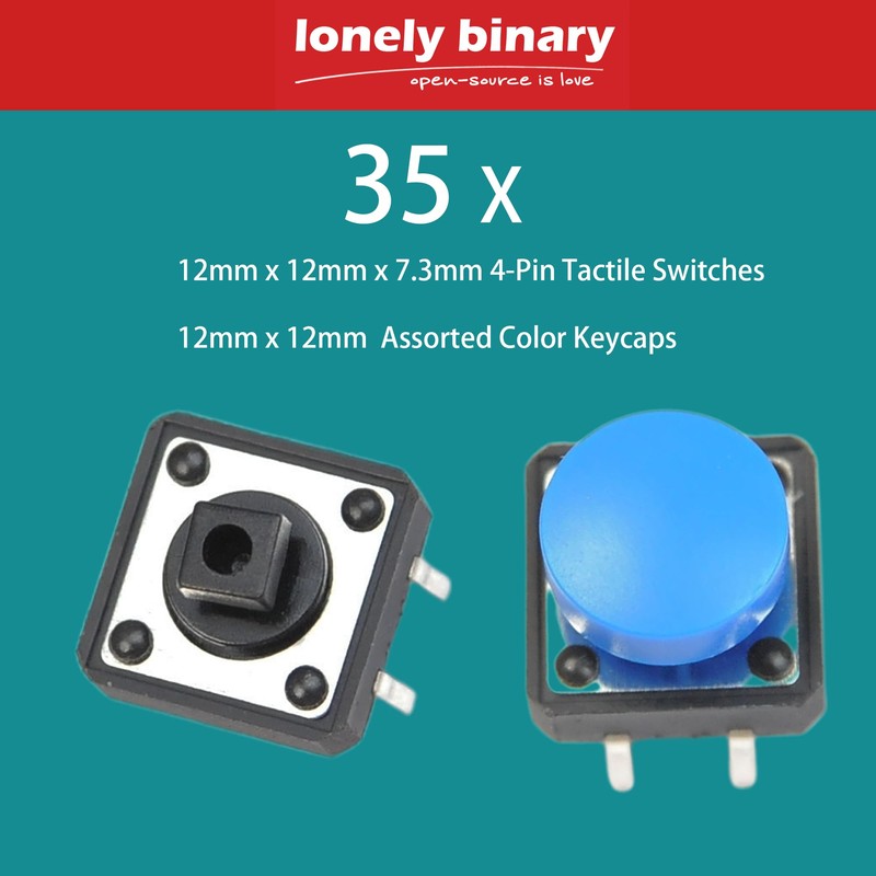 Lonely Binary 120-Piece Tactile Push Button Switch Kit – Includes