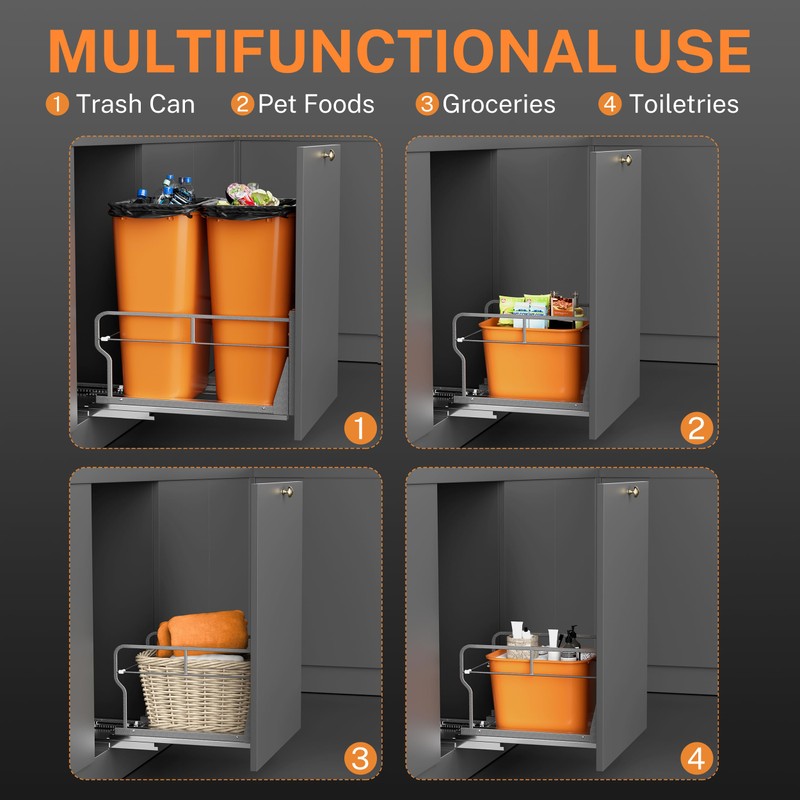 YJHome Pull Out Trash Can Under Cabinet with Soft-Close Slides,
