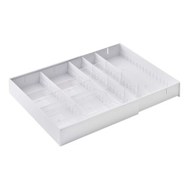 YAMAZAKI Home Tower Expandable Cutlery Kitchen Angled Utensils Storage Silverware Organizer Compact Drawer Insert Tray - Abs Plastic