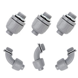 3/4 inch PVC Flexible Conduit Connector UL Listed Conduit Connector Fittings 6 Pack (3 Pcs 180D/3 Pcs 90D)