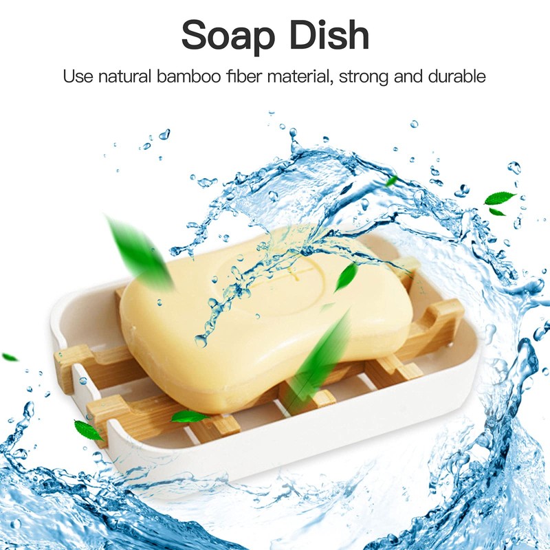 Durable Bamboo Soap Dish with Drainage - Natural Soap Holder