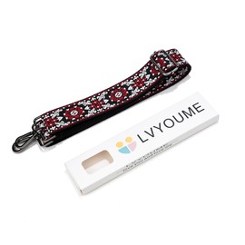 LVYOUME Wide Purse Strap Adjustable Replacement Crossbody Bag Strap Black Hardware Retro Jacquard Embroidery Shoulder Straps for Canvas Tote Handbag