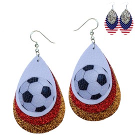 Mall of Style Soccer Ball Earrings for Women - Soccer Jewelry for Mom - Soccer Accessories (Crimson Red & Gold)